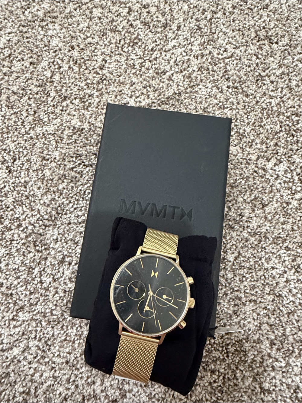 MVMT Legacy Slim Chronograph Watch - Black Dial & Gold Accents